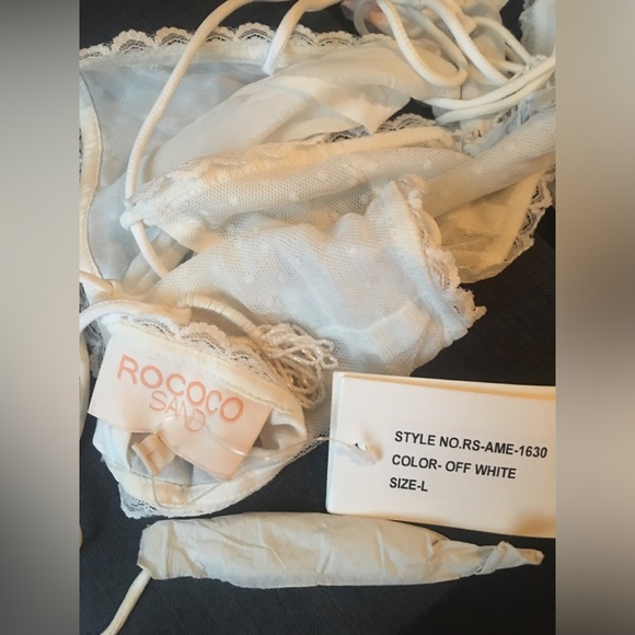 Rococo Sand Lace Cutout Mini Dress, Size L, Off White, NWT - Picture 5 of 7